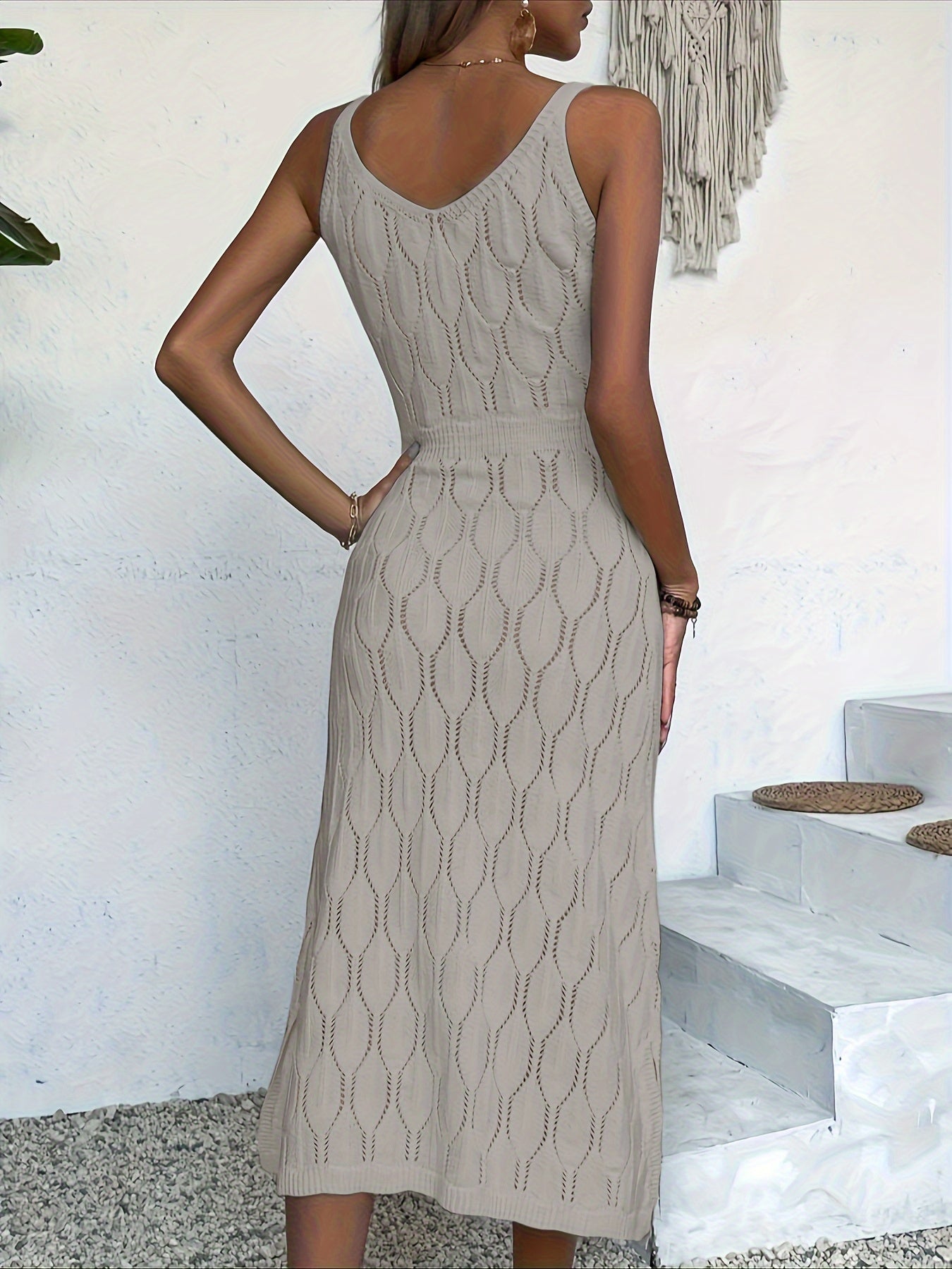 Luciana | Sleeveless Pointelle Knit Midi Dress