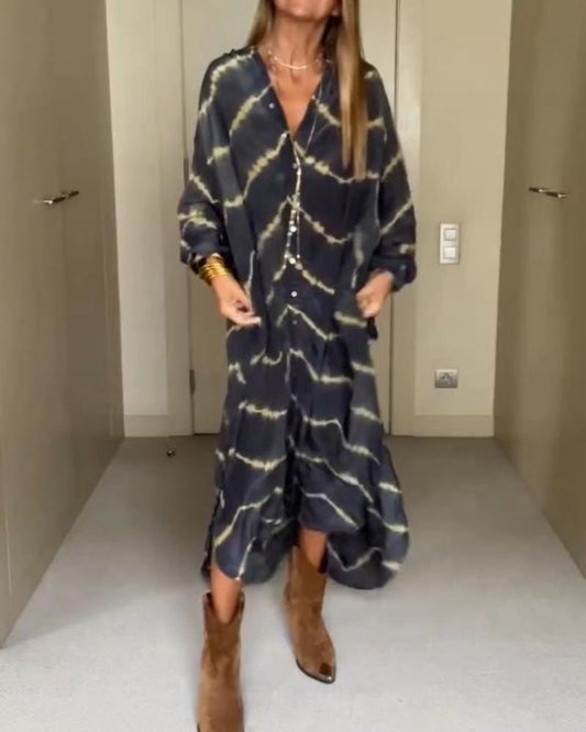 Svetlana | Tie Dye Button Front Maxi Dress