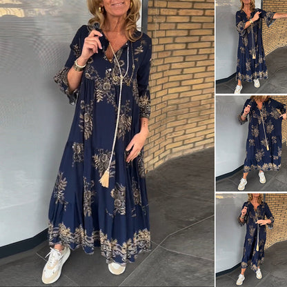 Hypatia | Floral Print V-Neck Maxi Dress