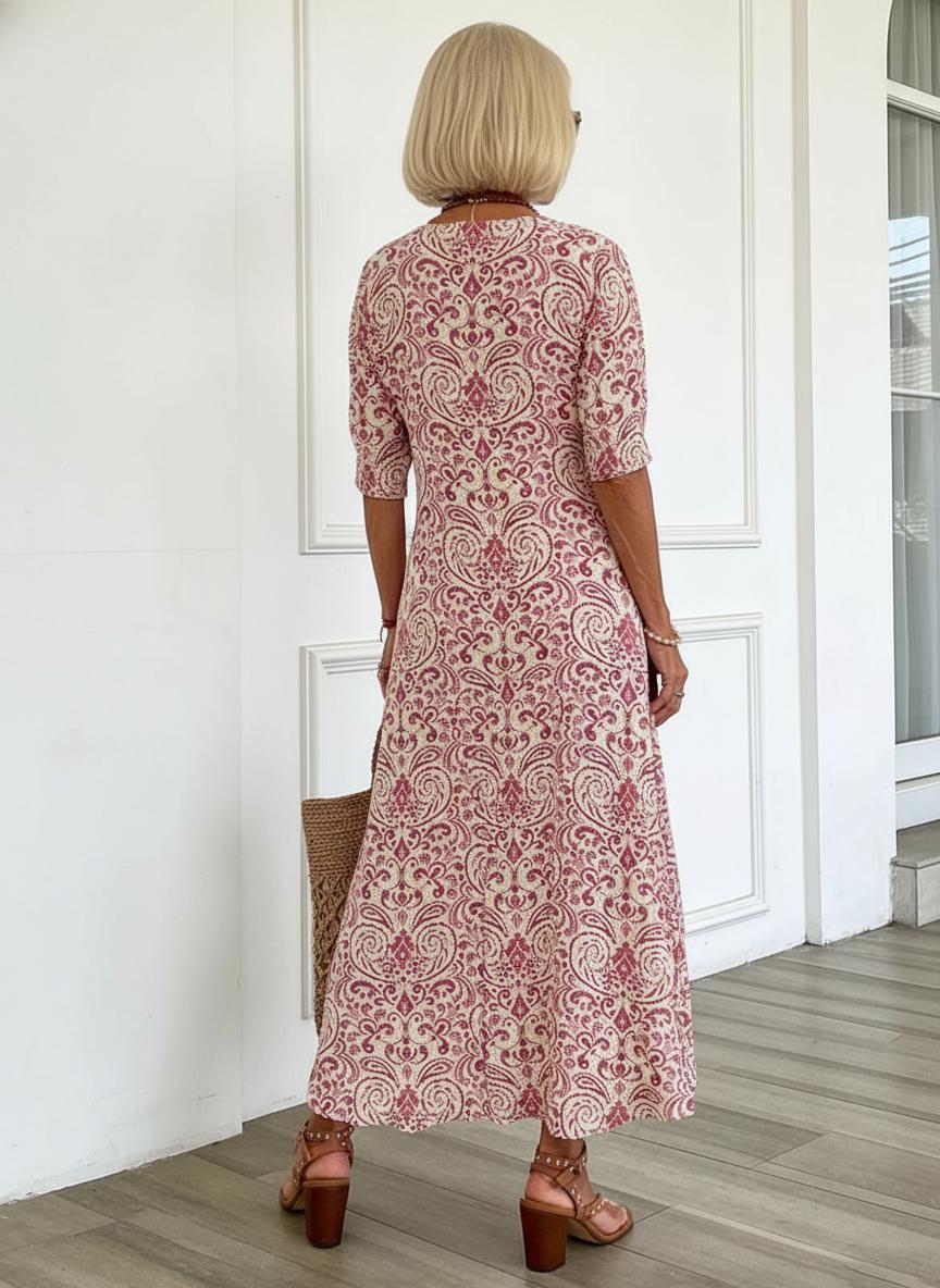 Zarmina | Paisley V-Neck Midi Dress