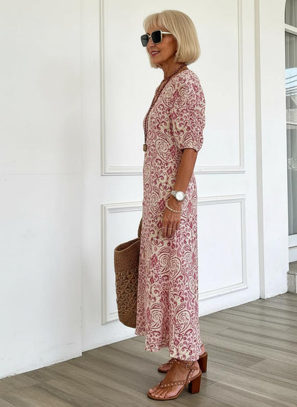Zarmina | Paisley V-Neck Midi Dress