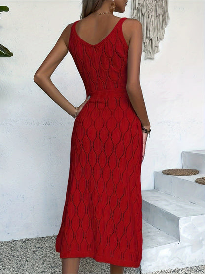 Luciana | Sleeveless Pointelle Knit Midi Dress