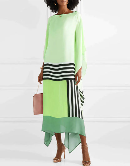 Shraddha | Striped Kaftan Midi Dress