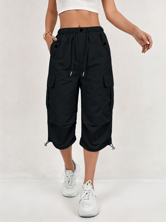 Nanna | Cargo Capri Pants With Drawstring Waist