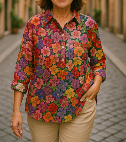 Petra | Floral Print Button Front Shirt