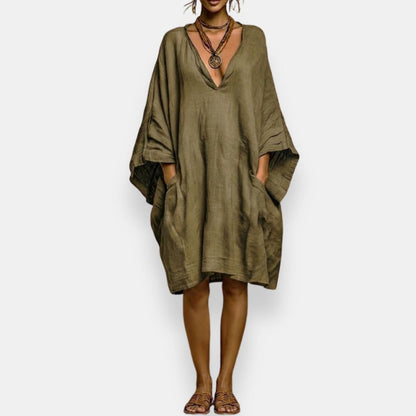 Diaraye | Oversized V Neck Dress With Pockets