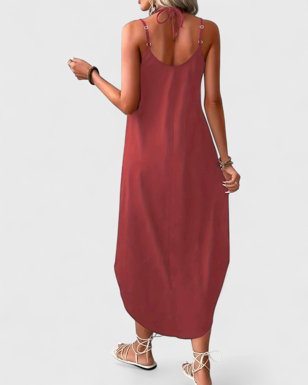 Tracie | Midi Dress V Neck Side Slit