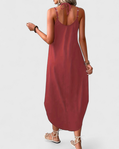 Tracie | Midi Dress V Neck Side Slit
