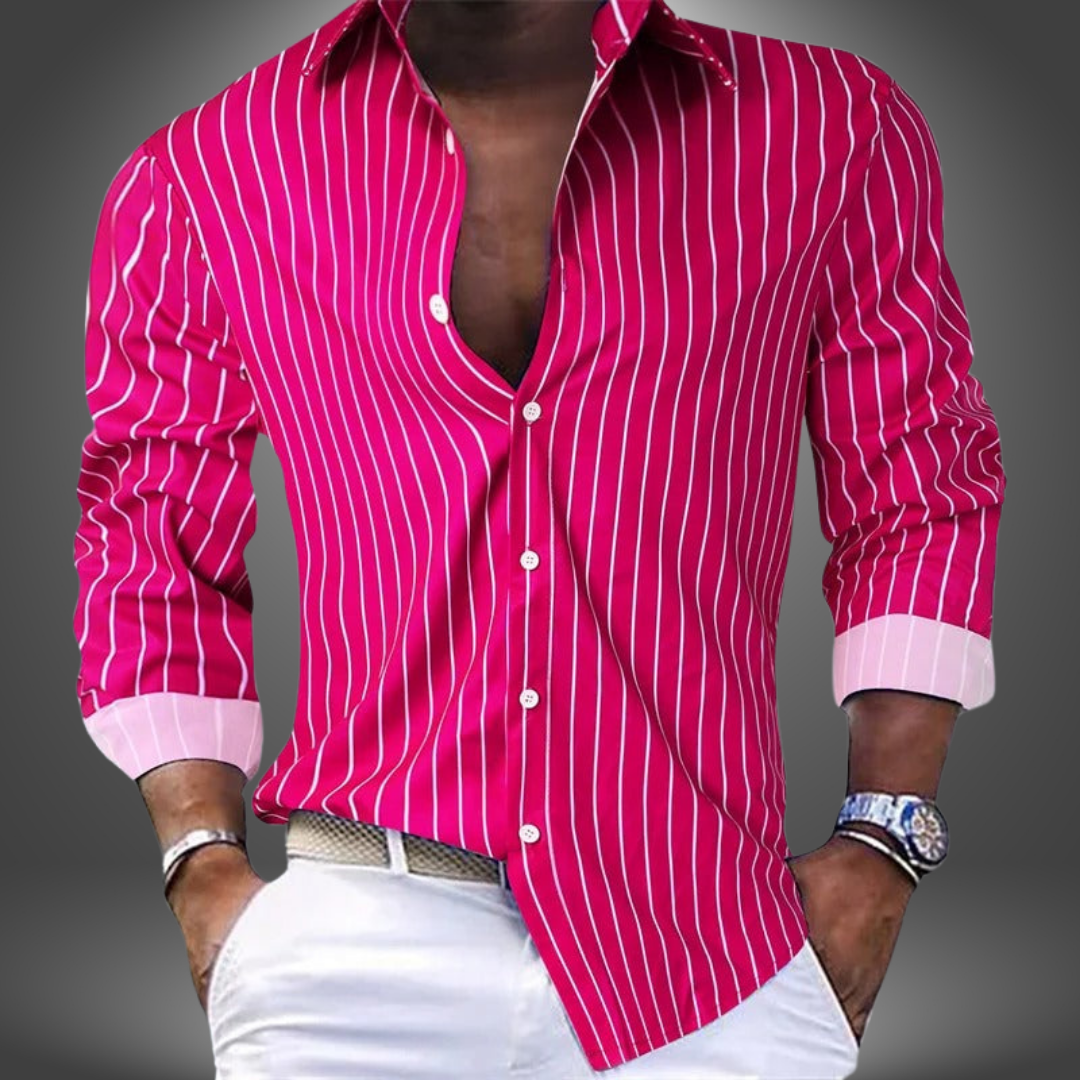Asensio | Striped Long Sleeve Button Shirt
