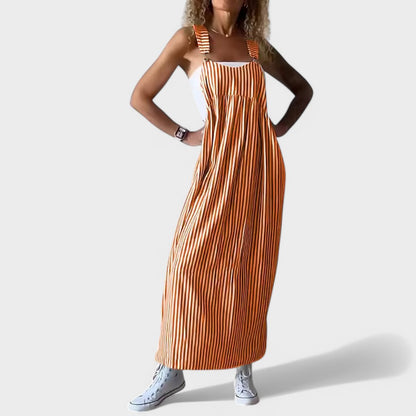 Guzel | Dress With Striped Sleeveless Maxi Length