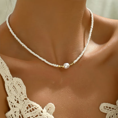 Araya | Beaded Pearl Accent Choker Necklace