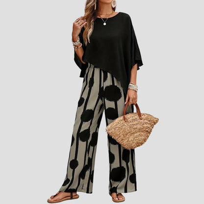 Paolina | Jumpsuit Black Overlay Top Wide Leg