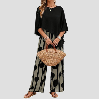 Paolina | Jumpsuit Black Overlay Top Wide Leg