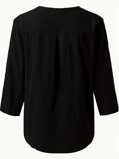 Mykaela | Blouse With Button V Neckline
