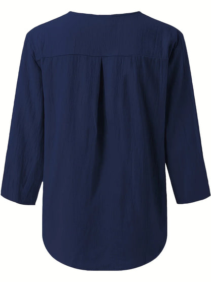 Mykaela | Blouse With Button V Neckline