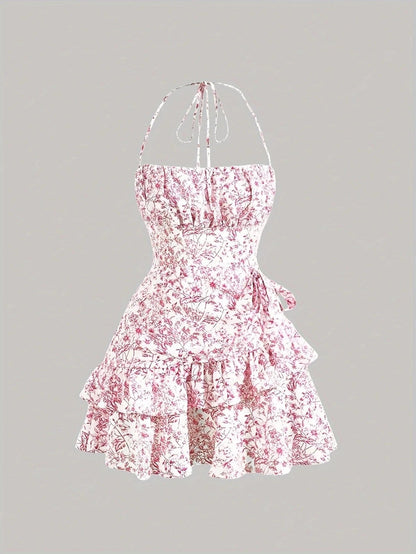 Ortagus | Dress Floral Ruffle Tie Strap Mini