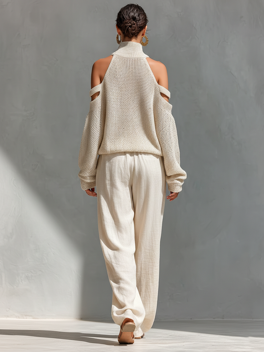 Elyzia |Wide Leg Trouser Set With Knit Top