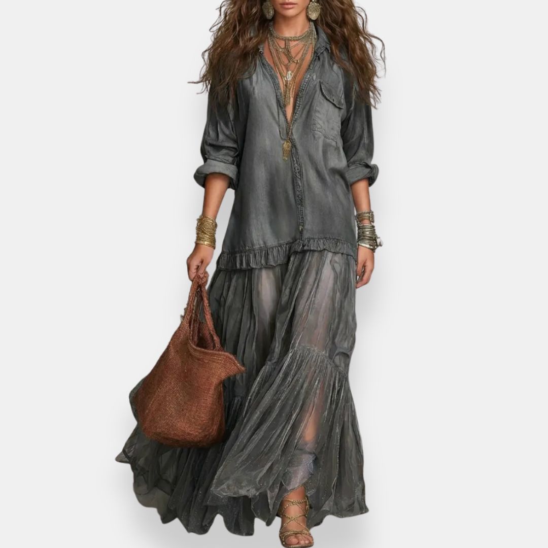 Zaynab | Maxi Dress With Sheer Ruffled Skirt