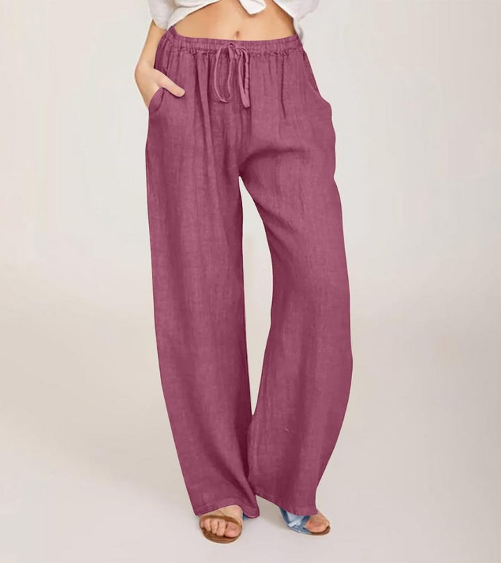 Maialen | Wide Leg Drawstring Linen Style Pants