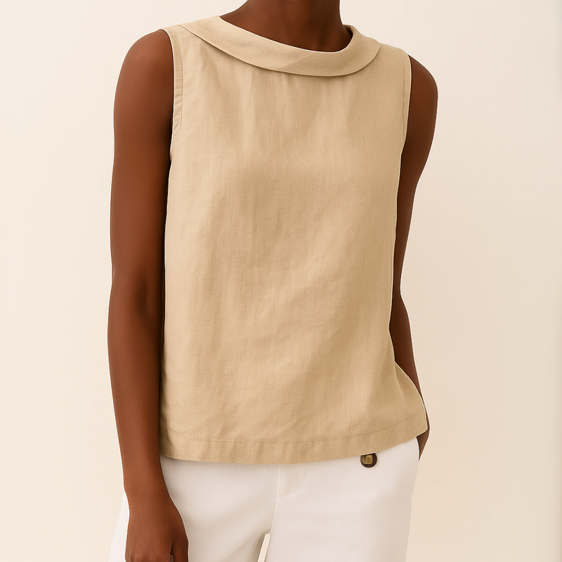 Anya | Blouse Light Blue Sleeveless Round Neck