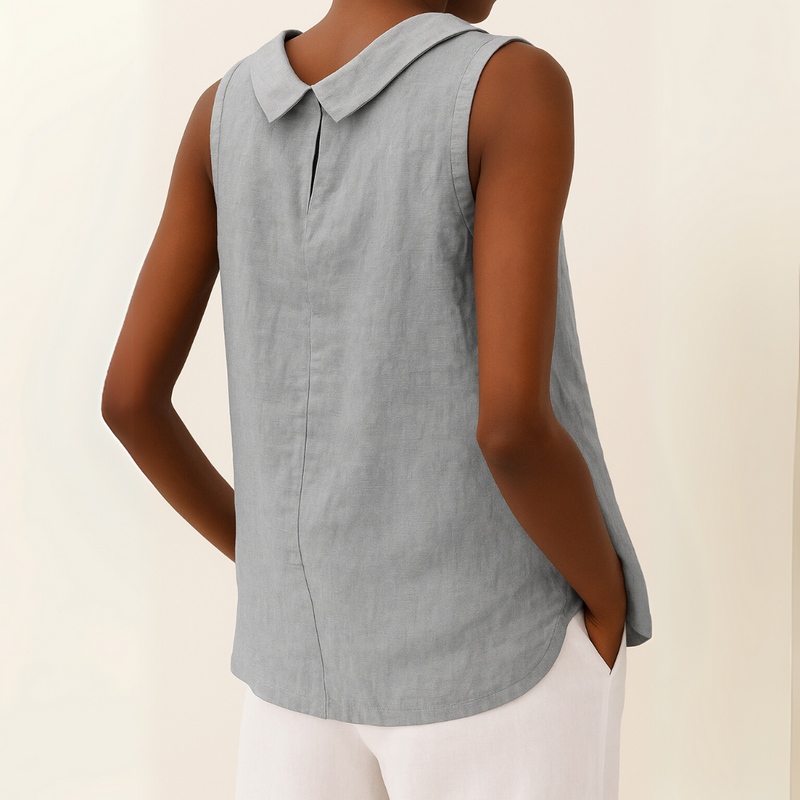 Anya | Blouse Light Blue Sleeveless Round Neck