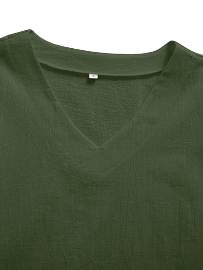 Mattea | V Neck Loose Fit Short Sleeve Top
