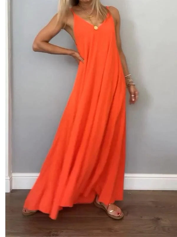 Jolanta | Sleeveless V-Neck Flowy Maxi Dress