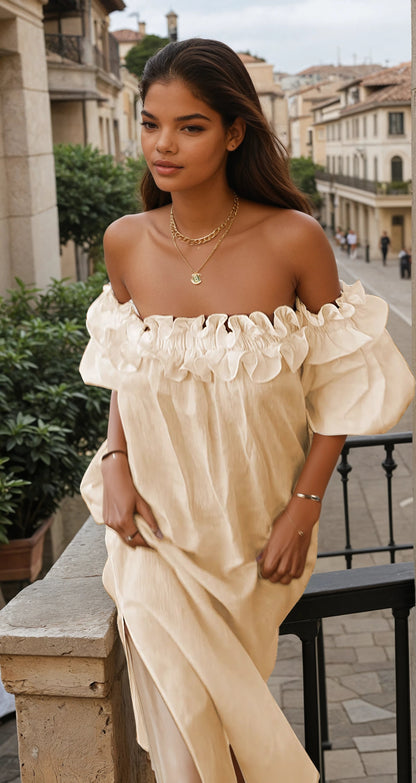 Francisca | Off Shoulder Ruffle Maxi Dress