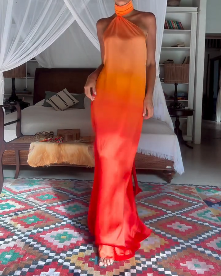 Shanna | Halter Neck Open Back Maxi Dress