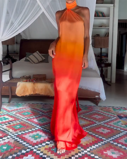 Shanna | Halter Neck Open Back Maxi Dress