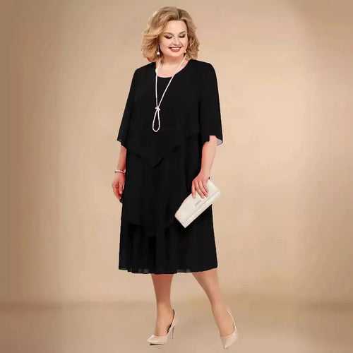 Enedina | Layered Midi Dress Half Sleeve Overlay