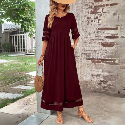 Silvy | Maxi Dress Sheer Sleeve Round Neck