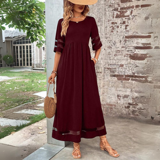 Silvy | Maxi Dress Sheer Sleeve Round Neck