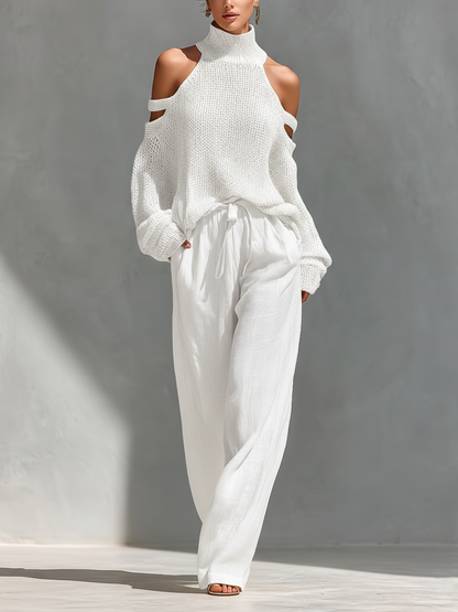 Elyzia |Wide Leg Trouser Set With Knit Top
