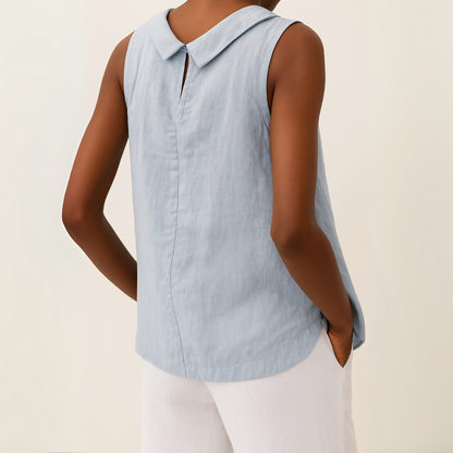 Anya | Blouse Light Blue Sleeveless Round Neck