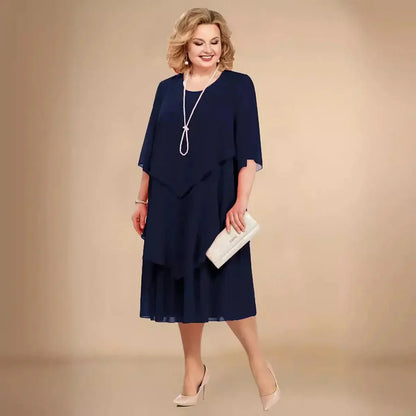 Enedina | Layered Midi Dress Half Sleeve Overlay
