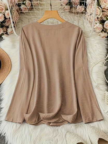 Shawna | V Neck Long Sleeve Relaxed Blouse