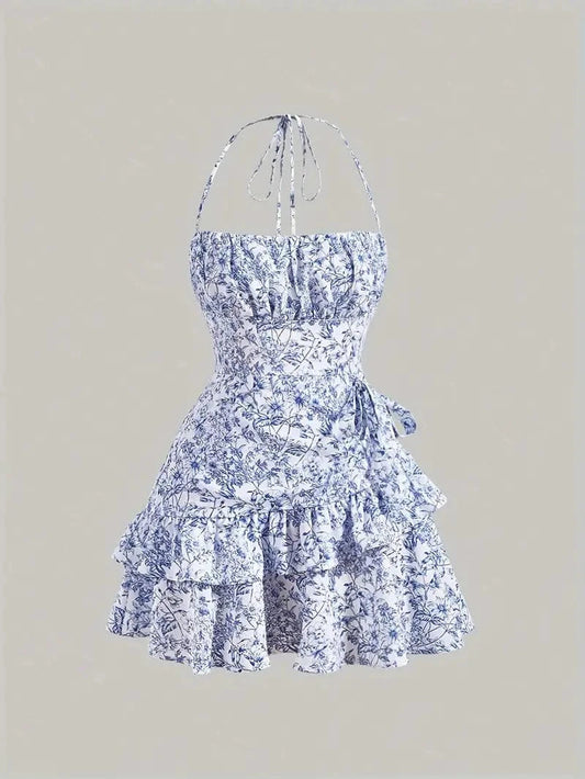 Ortagus | Dress Floral Ruffle Tie Strap Mini