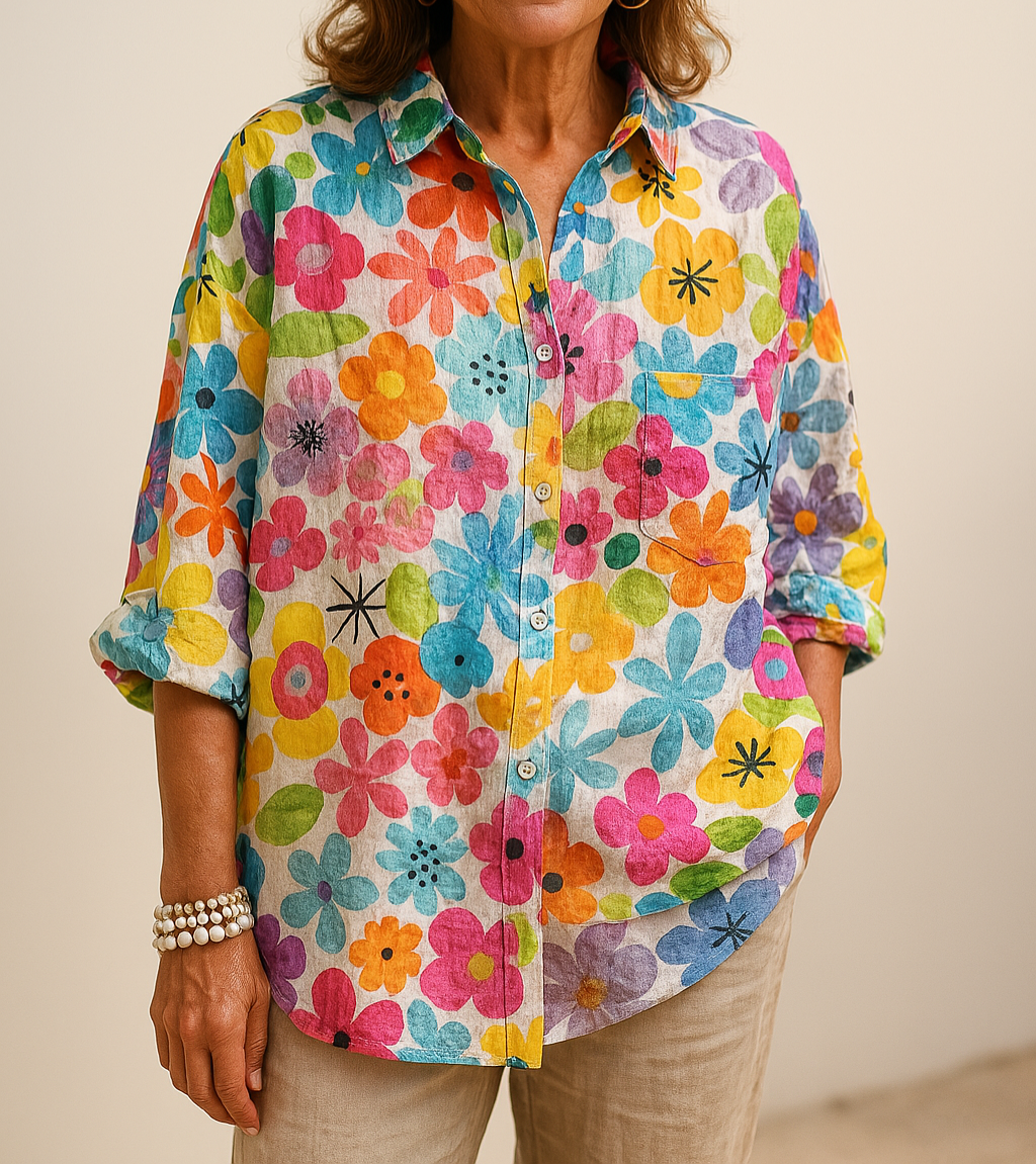 Petra | Floral Print Button Front Shirt