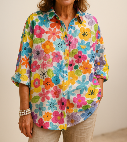 Petra | Floral Print Button Front Shirt