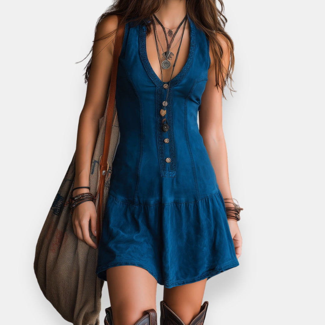 Zynnia | Mini Dress Sleeveless Button Front