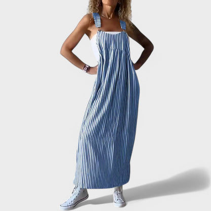 Guzel | Dress With Striped Sleeveless Maxi Length