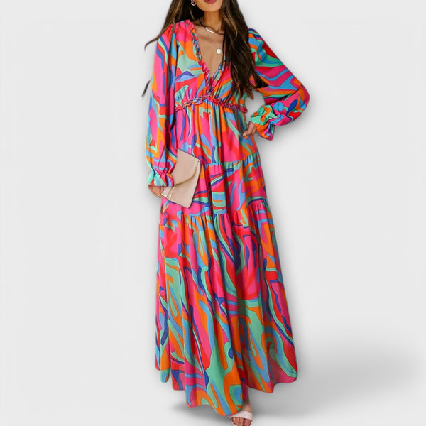 Vanna | Floral Print Long Sleeve Maxi Dress