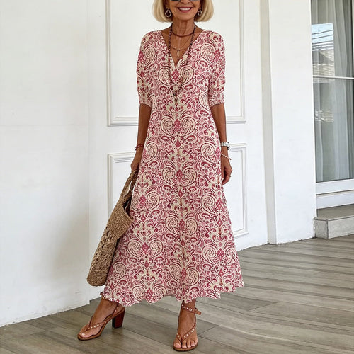 Zarmina | Paisley V-Neck Midi Dress