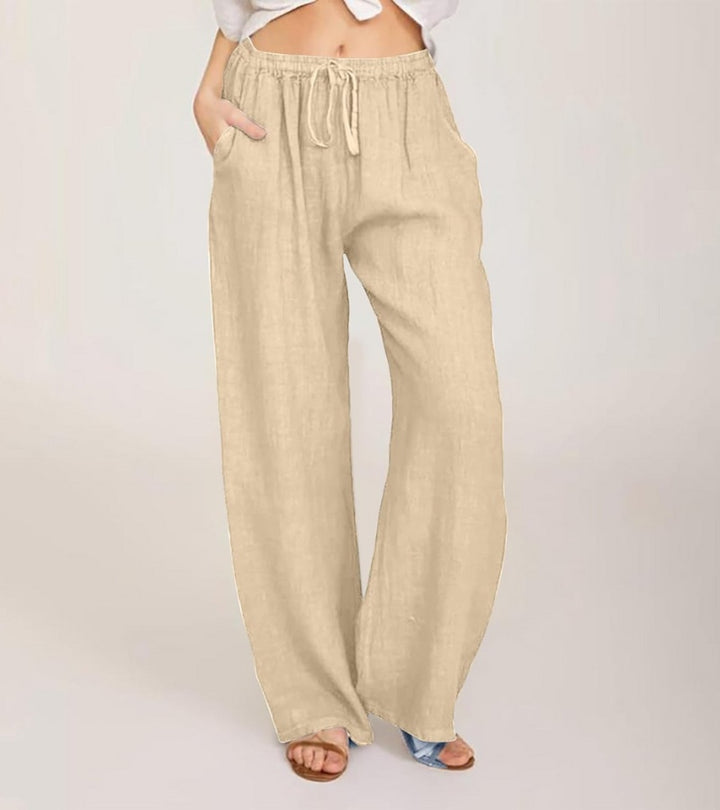 Maialen | Wide Leg Drawstring Linen Style Pants