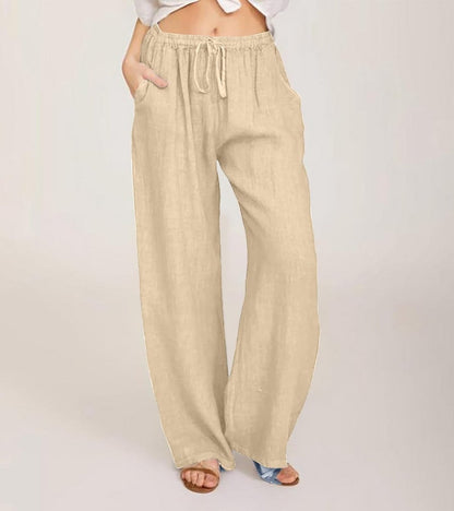 Maialen | Wide Leg Drawstring Linen Style Pants