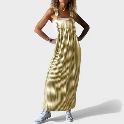 Guzel | Dress With Striped Sleeveless Maxi Length