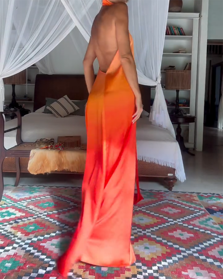 Shanna | Halter Neck Open Back Maxi Dress