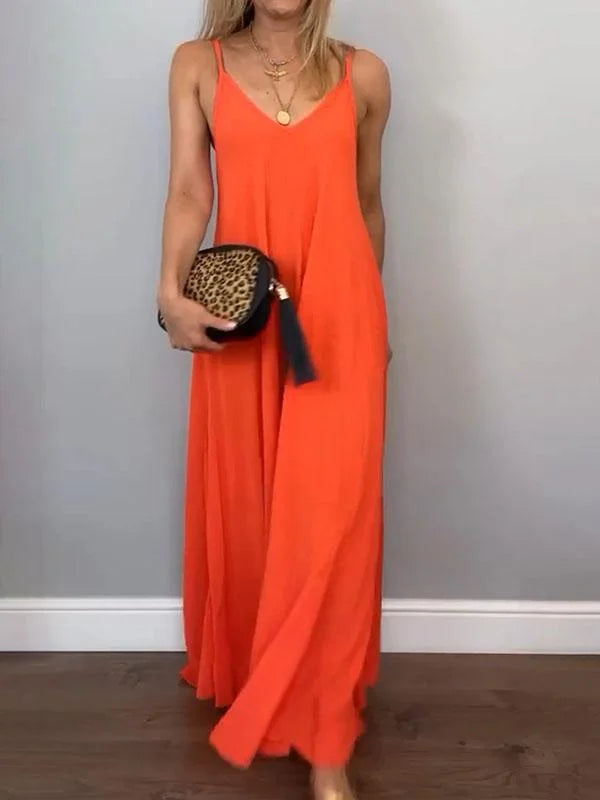 Jolanta | Sleeveless V-Neck Flowy Maxi Dress