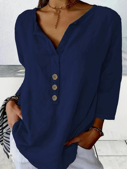 Mykaela | Blouse With Button V Neckline